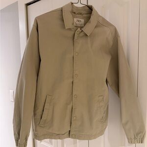 Zara Light Beige Lightweight Button-Up Jacket